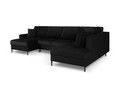Coltar panoramic extensibil dreapta 7 locuri, Moghan, Micadoni Home, BL, 313x194x88 cm, catifea, negru