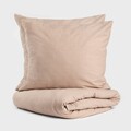 Lenjerie de pat King Size, Gossy, Homla, 3 piese, 200x220 cm, bumbac, bej