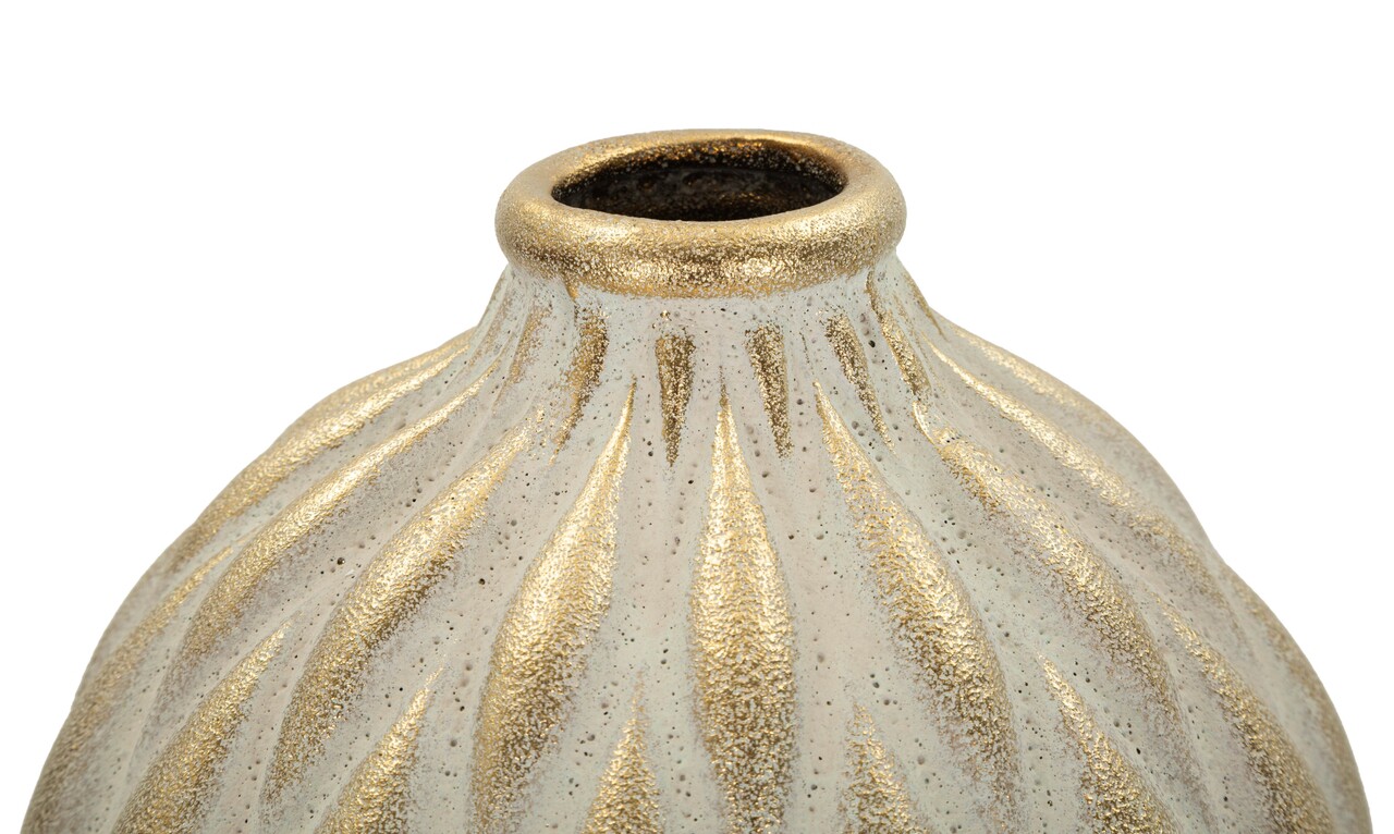 Vaza decorativa, Mauro Ferretti, Pepitas, 22x44 cm, ceramica, gri/auriu - view 3