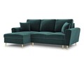 Coltar extensibil stanga 4 locuri, Moghan, Micadoni Home, GL, 241x145x88 cm, catifea, albastru petrol