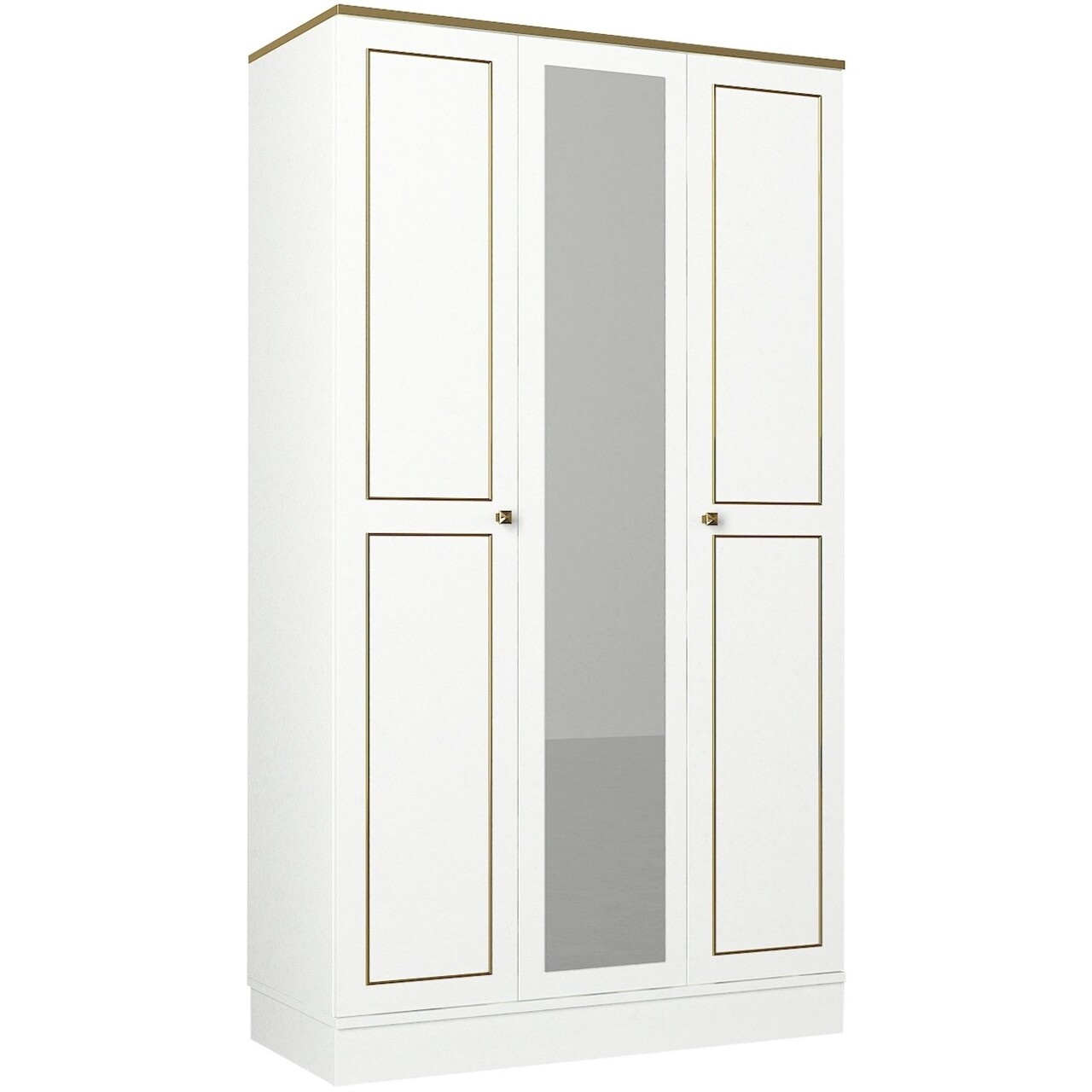 Dulap Pentru Haine Ravenna 3 Kapili White, Talon, 105 X 47.2 X 194 Cm, Alb/auriu