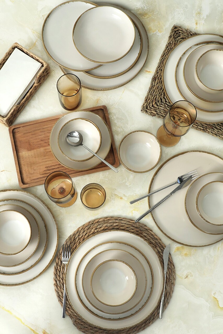 Set de cină din ceramică (24 bucăți), L'essentiel Maison, 275KRM2180, Antibacterian, Crem - view 3
