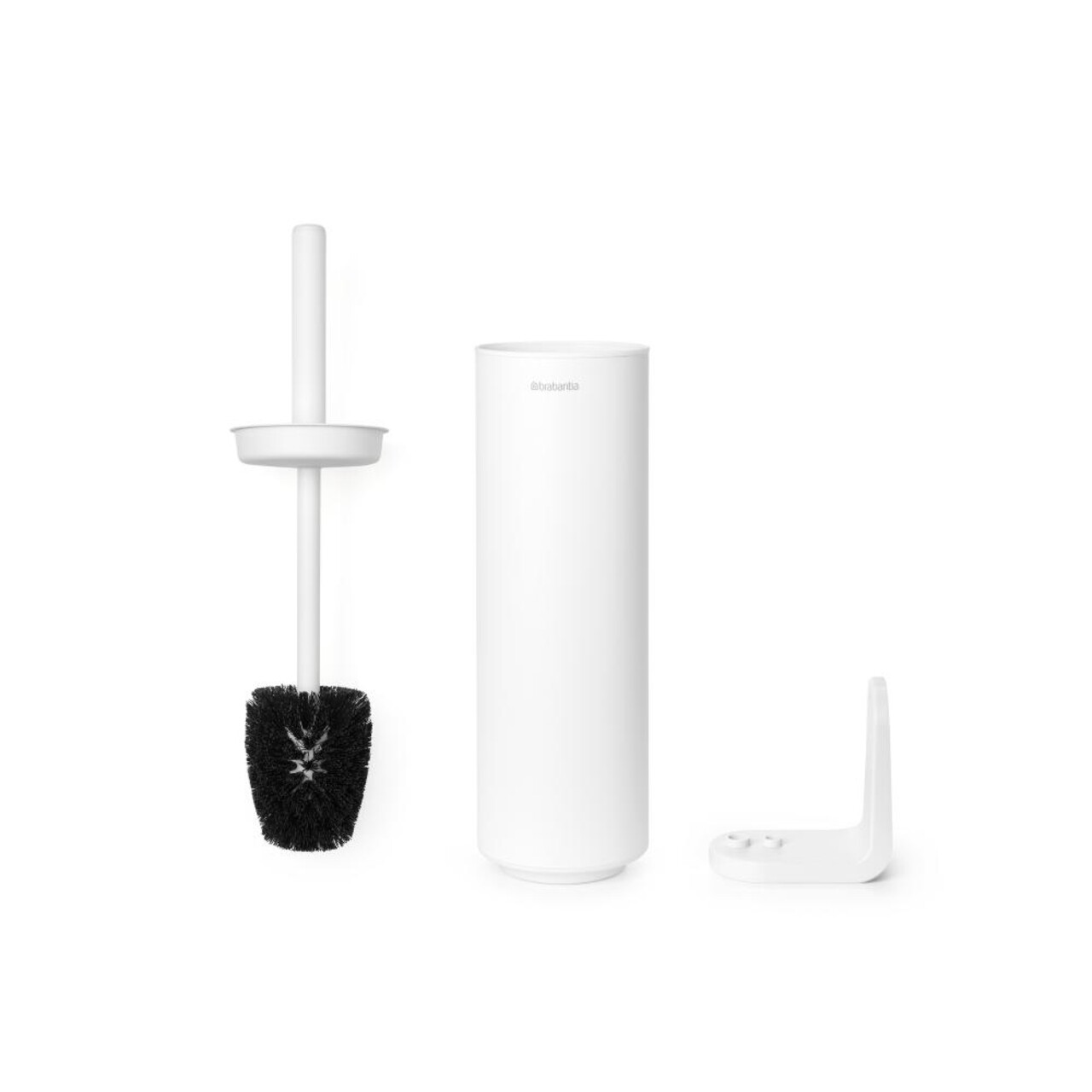 Perie de toaleta cu suport, Brabantia, MindSet, 11x9.6x42 cm, otel, Alb