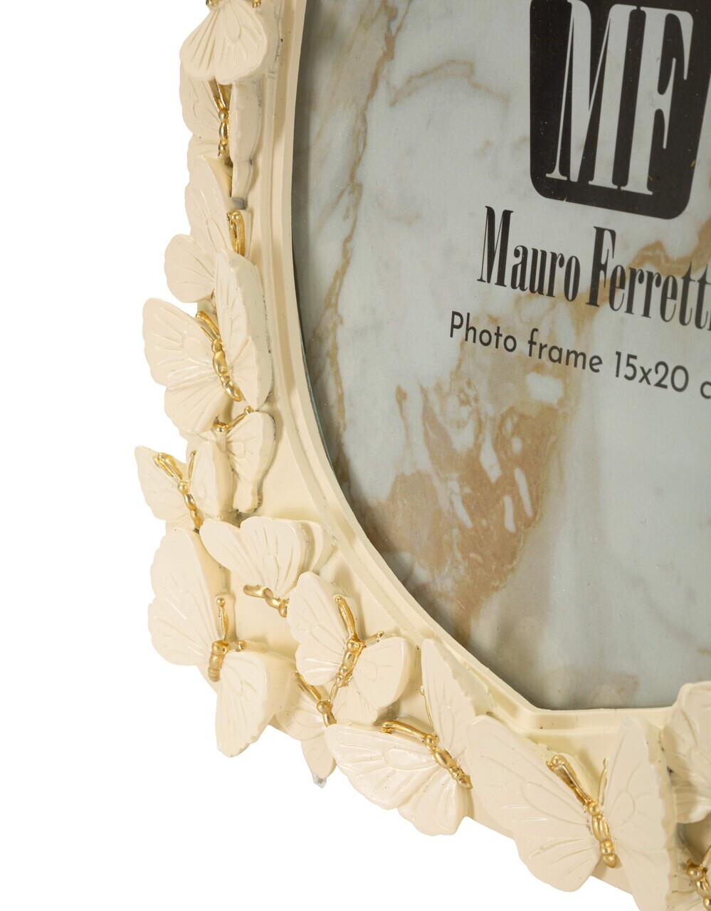 Rama foto, Embossed Butterflies, Mauro Ferretti, polirasina, 15x20 cm, alb/auriu — imaginea 4