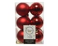 Cutie cu 12 globuri asortate Red Mix, Decoris, Ø6 cm, plastic, rosu