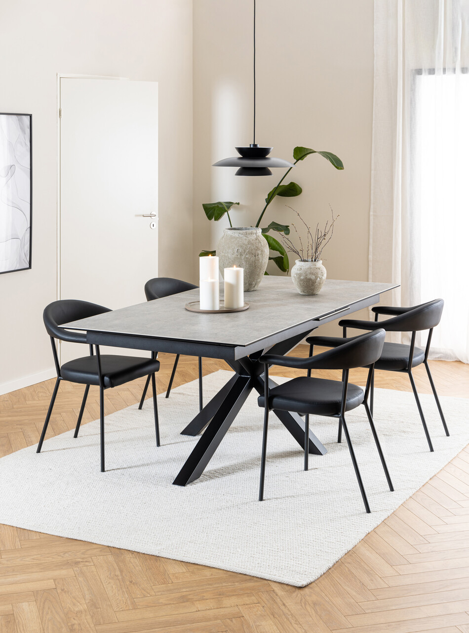 Scaun Ava, Actona, 56x52.5x77.5 cm, piele ecologica/otel, negru - view 6