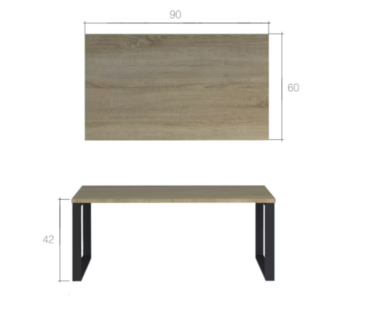 Masuta de cafea ELTAP, Fresco, 90x60x42 cm, otel/PAL, negru/gri
