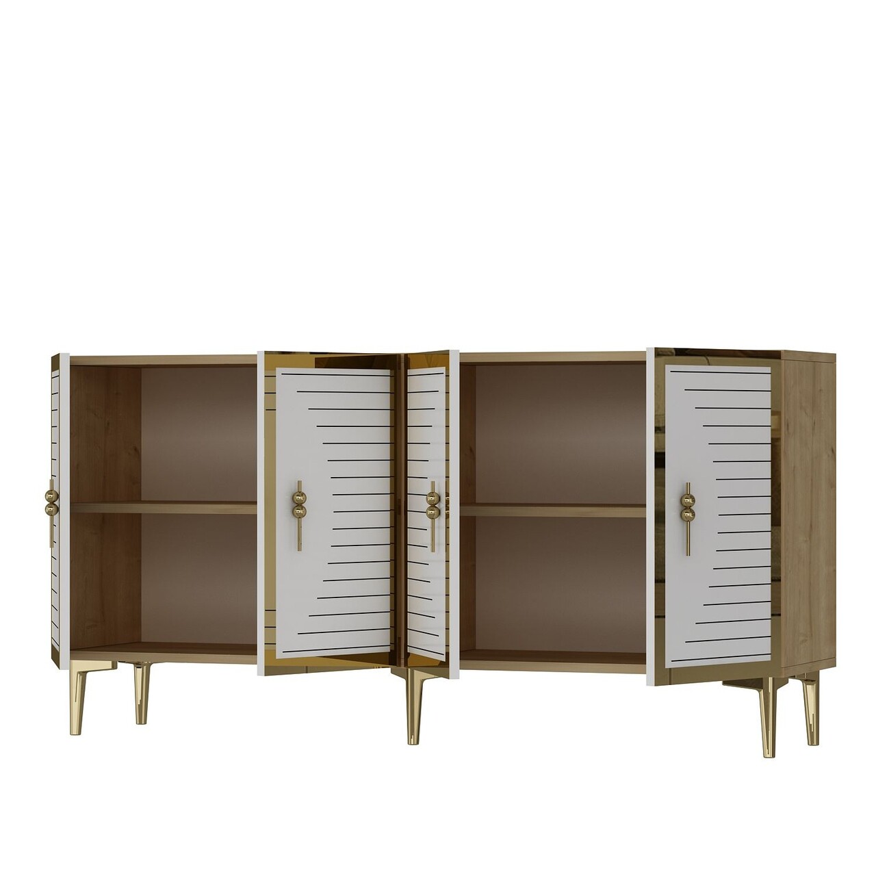Consola, Hanah Home, Tuna, 150x75x32 cm, PAL , Safir / Alb / Aur - view 5