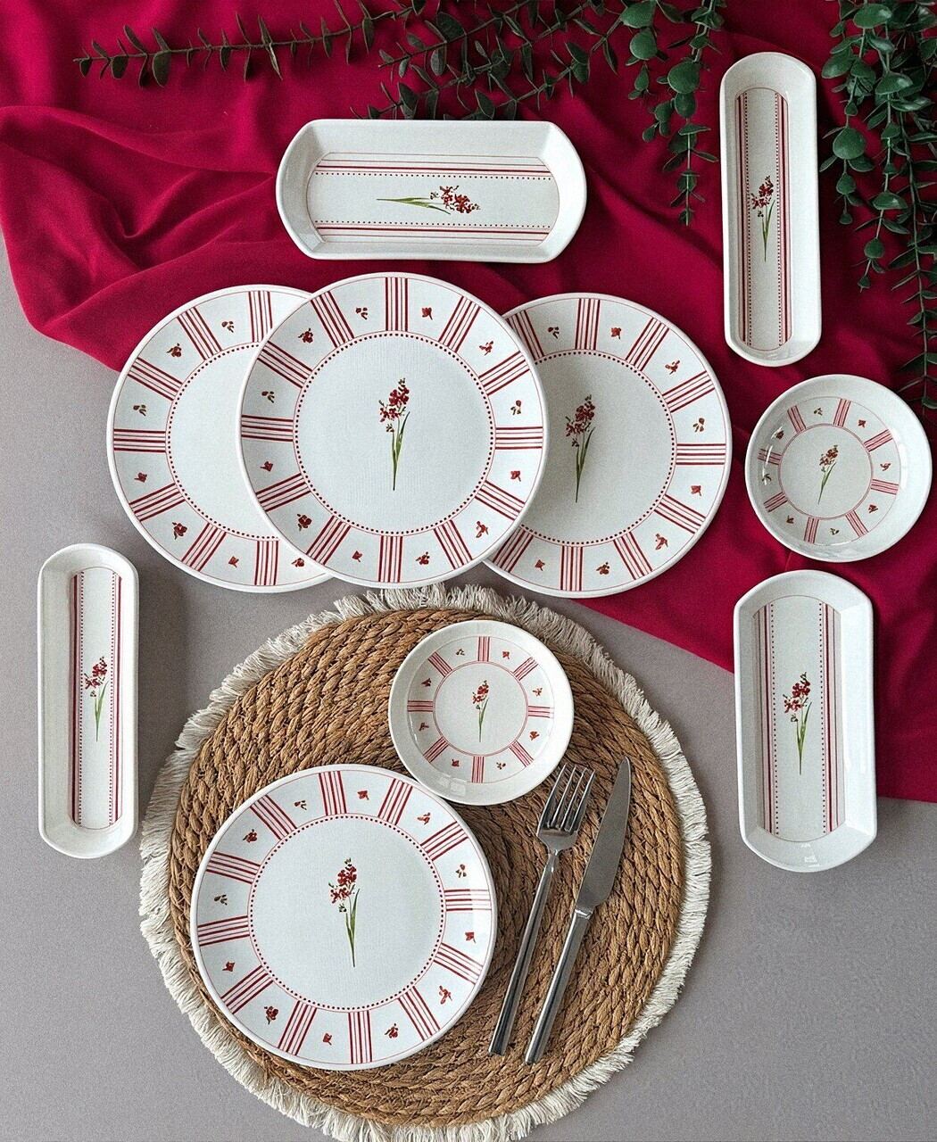 Set de mic dejun Hermia 759NRE1145 CERAMICĂ Platou: 20 x 9 x 3 cm (2 bucăți) Roz/Alb