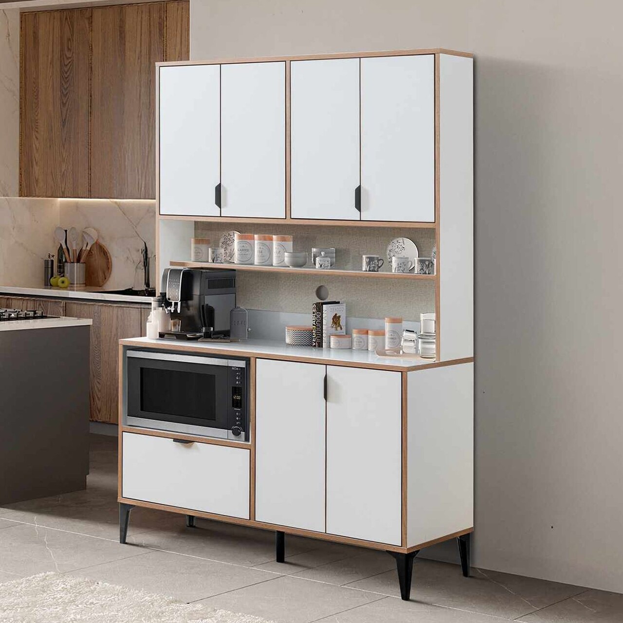 Dulap multifunctional, Hanah Home, Arden Coffee, 127x190x44 cm, Alb - imagine 3