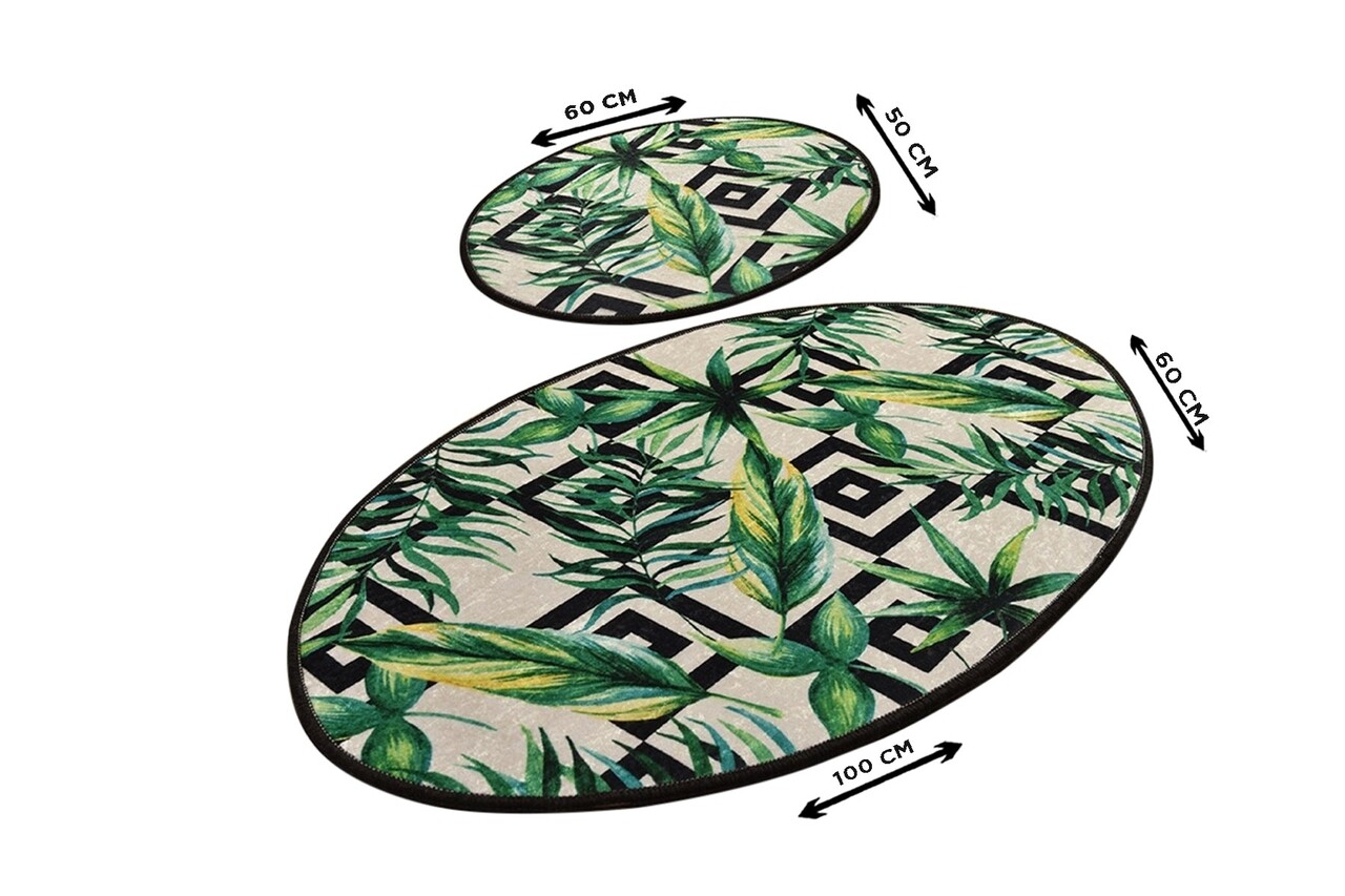 Set 2 covorase de baie Botanic, Chilai, 50x60 cm/60x100 cm, multicolor - 1 | YEO
