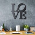 Decoratiune de perete, Love, Metal, Dimensiune: 33 x 34 cm, Negru