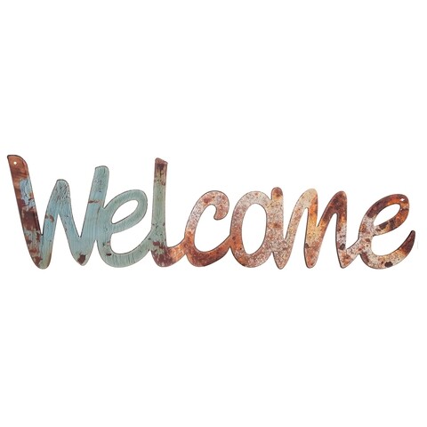 Decoratiune de perete Welcome, Creaciones Meng, 70x20 cm, fier/metal