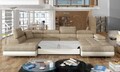 Coltar extensibil stanga 6 locuri ELTAP, Rod-15, Rodrigo, 345x202x90 cm, lemn/poliester, bej inchis/bej deschis