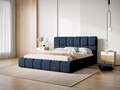 Pat tapitat cu tablie si lada depozitare, Bellis, Micadoni Home, BL, 180x200 cm, poliester chenille, albastru regal