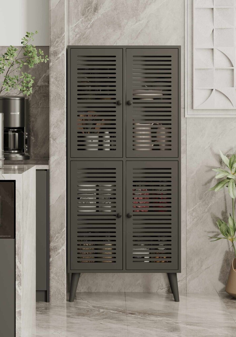 Dulap multifunctional, Hanah Home, Deneb, 70x160x33 cm, MDF, Gri - view 2
