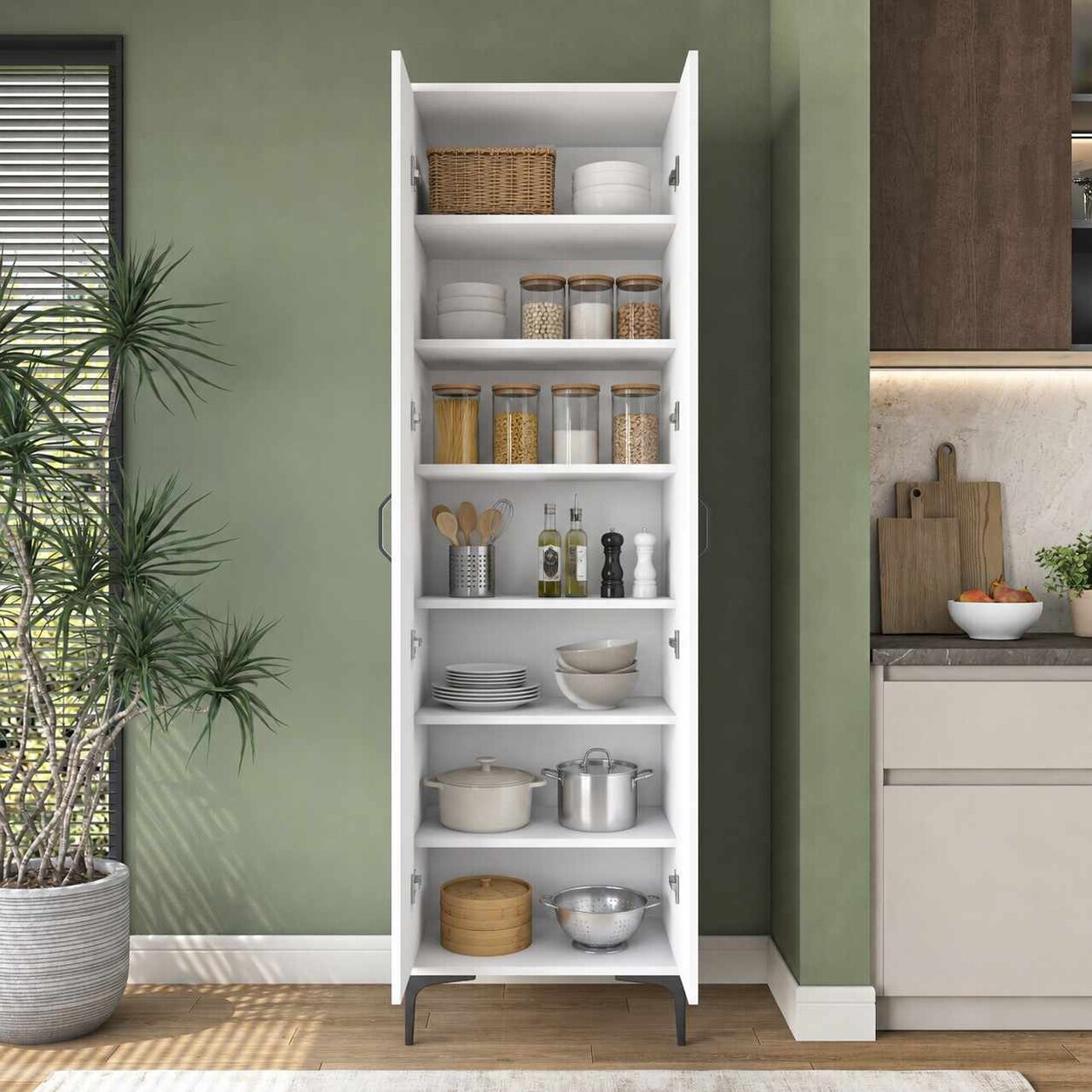 Dulap multifunctional, Hanah Home, JE258, 60x204.2x45 cm, Alb — imaginea 2