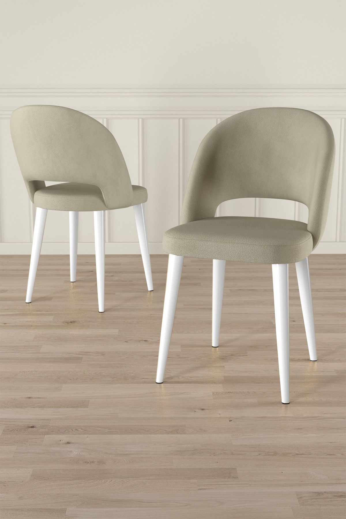 Set scaune (8 piese), Hanah Home, Pane, Crem/Alb