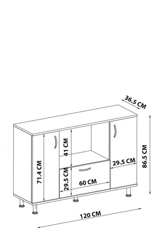 Dulap multifunctional, Coraline, Pietro, 120x86.5x36.5 cm, Alb