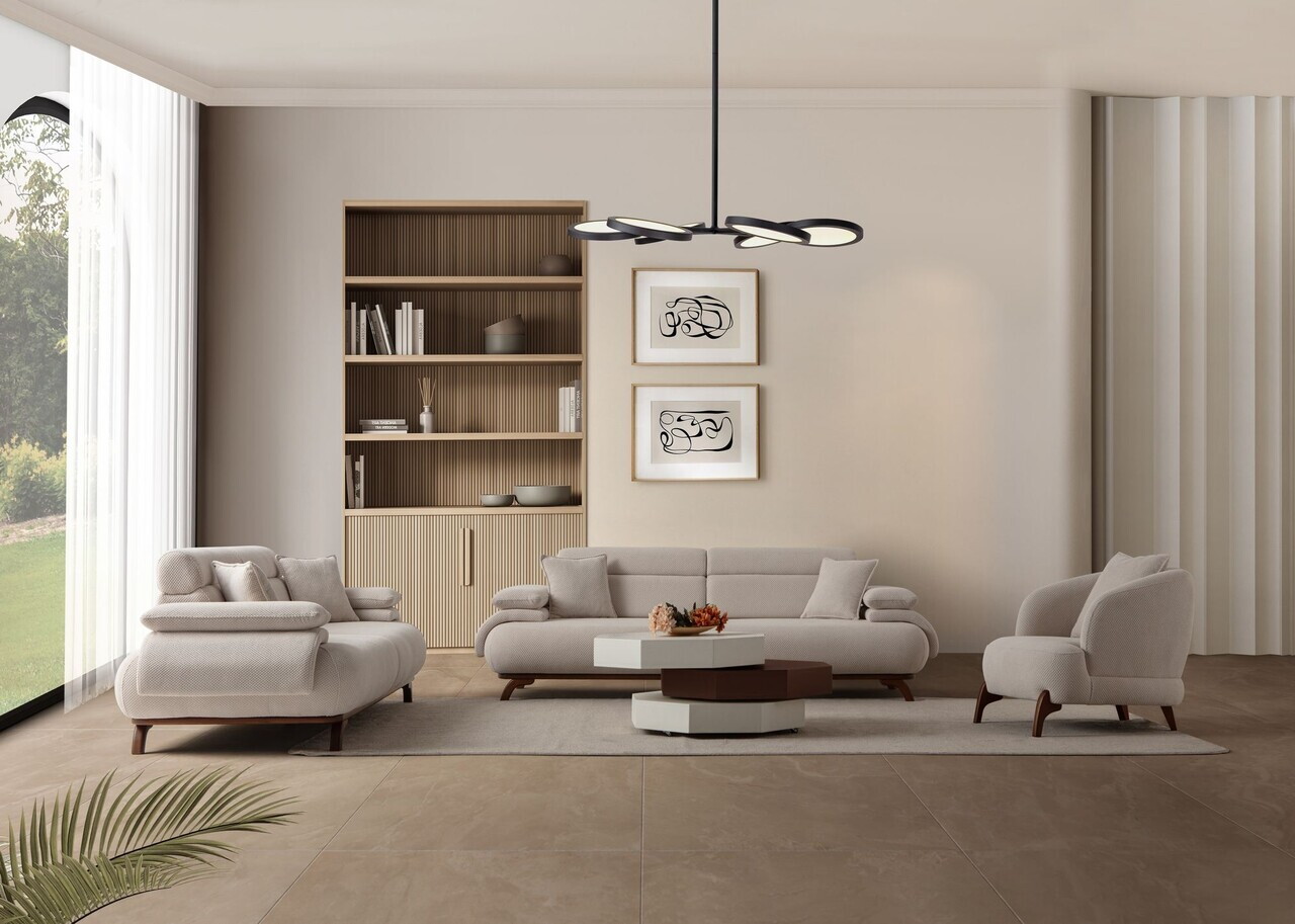 Canapea 3 locuri, Atelier del Sofa, 752EST1145, Lemn de carpen/PAL melaminat, Bej - view 4