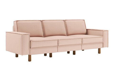 Canapea 3 locuri, Atelier del Sofa, 918CMF1245, Cadru: 100% OȚEL, Somon / Nucă