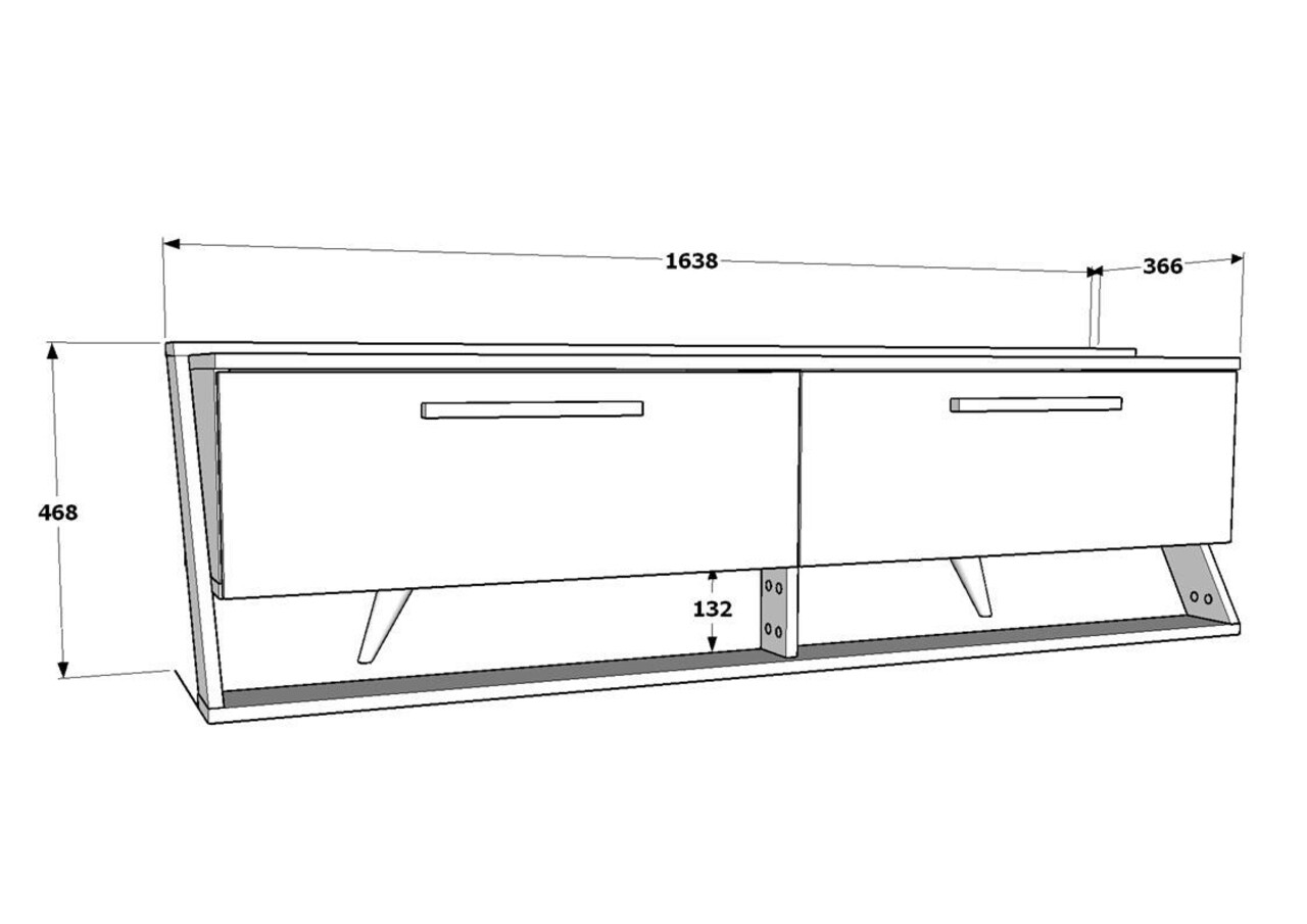 Comoda TV, Zena Home, Astrid, 163.8x46.8x36.6 cm, PAL, Alb/Maro