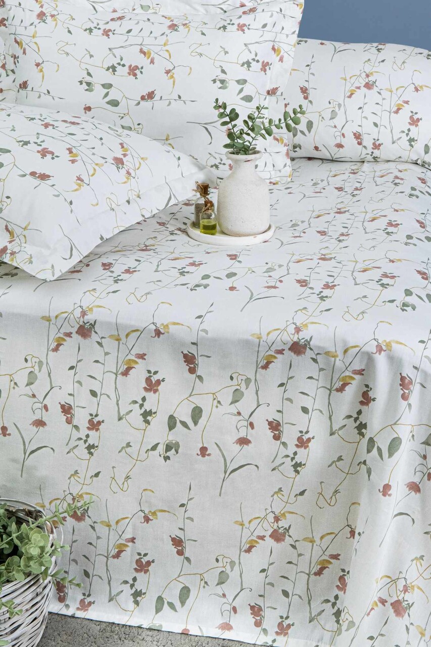 Set de pat pentru o persoana (cearceaf cu elastic si perna) Satin, L'essentiel Maison, Mia 120, Alb / Verde / Roșu / Galben - view 2