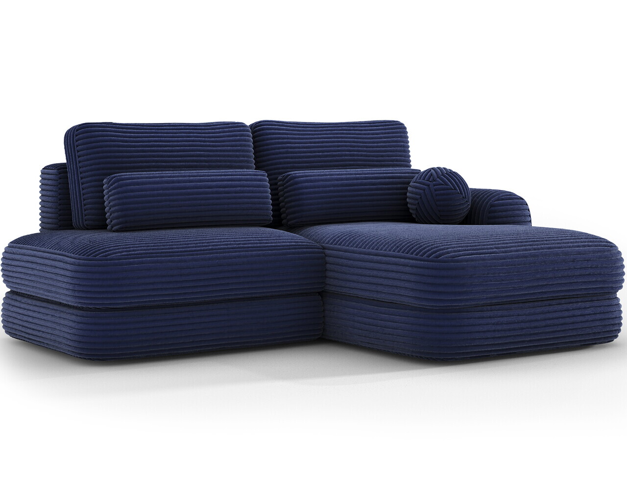 Coltar extensibil dreapta 3 locuri ELTAP, Ripeli, 217x175x96 cm, lemn/catifea din poliester, albastru inchis — imaginea 5