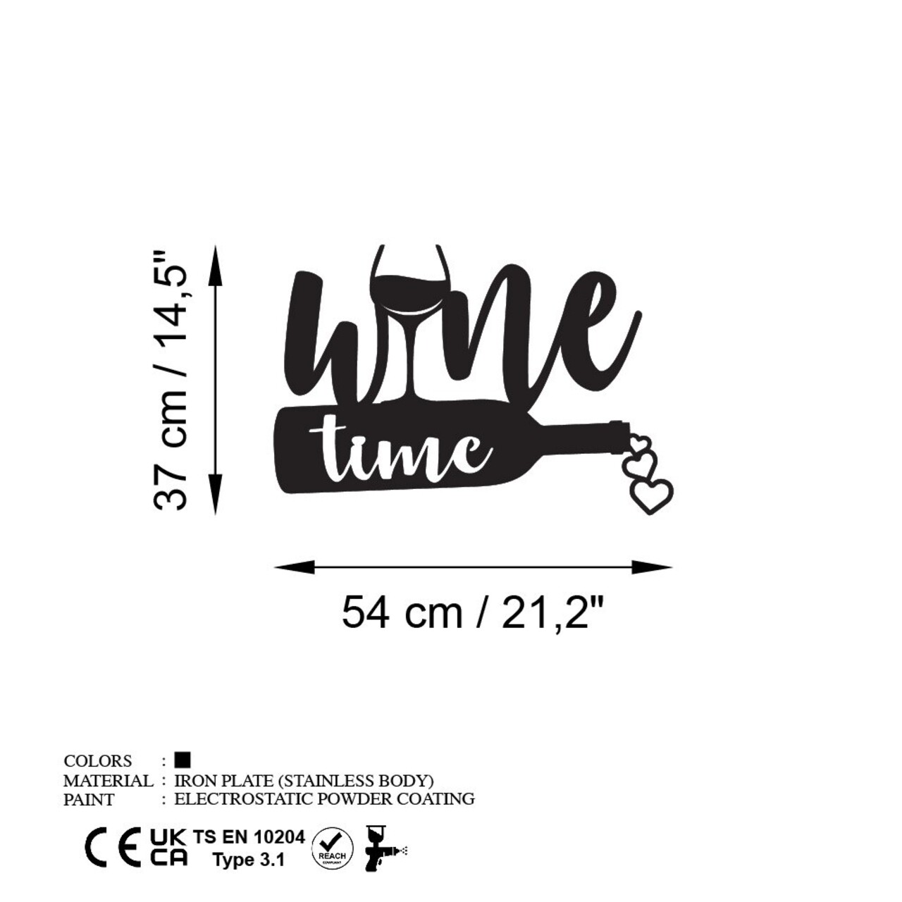 Decoratiune de perete, Wine Time, Dimensiuni: 54 x 37 cm , Negru - view 6