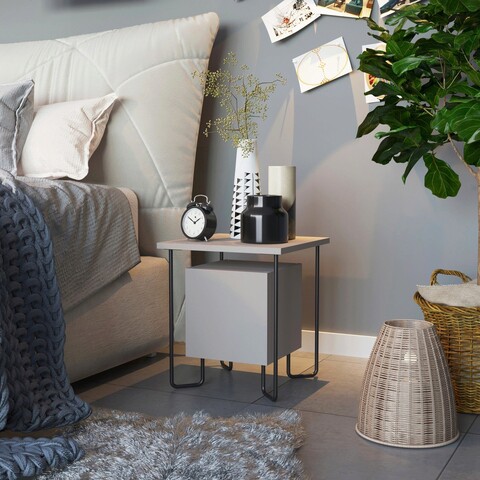 Noptiera, Homitis, Acres Nightstand, 40x45x40 cm, Mocha ușoară 40x45x40 imagine 2022