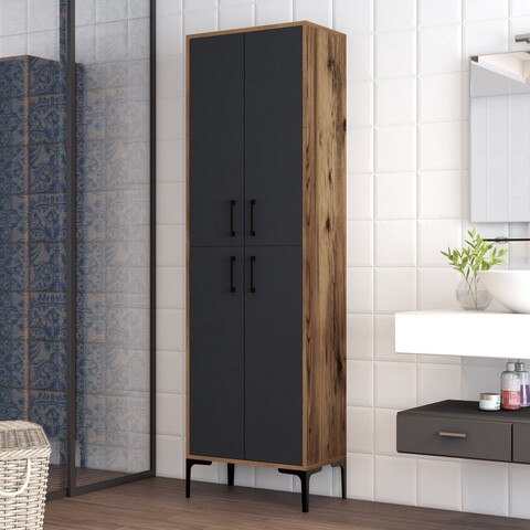 Bufet Berlin, Hommy Craft, 60x35x200 cm, maro/antracit Comode