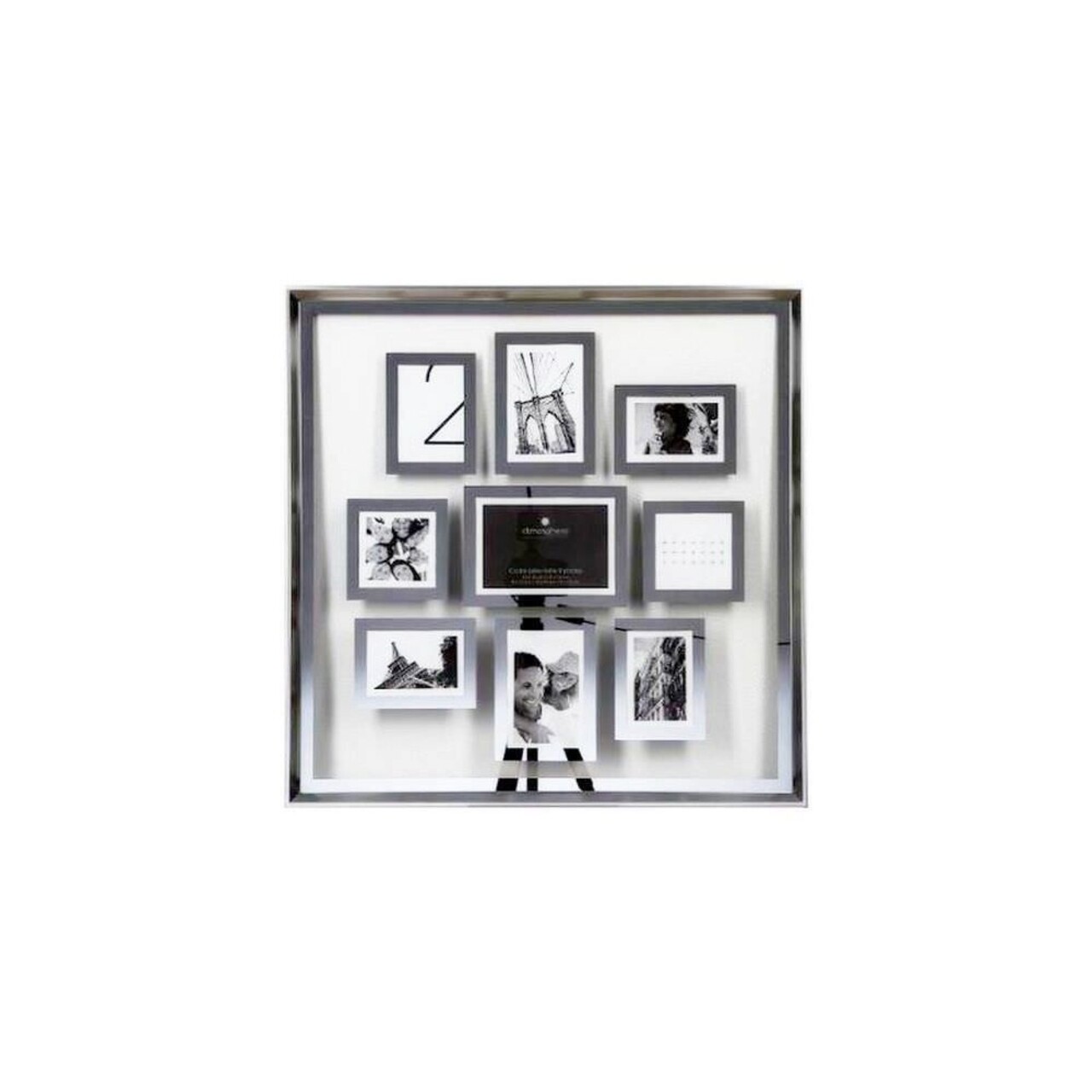 Rama Foto 9 Poze, Atmosphera, 102304B, 62.5 X 2.4 X 62.5 Cm, Plastic, Argintiu