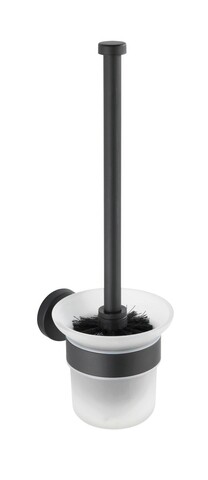 Perie pentru toaleta, wenko, bosio, 10 x 14 x 35 cm, inox/sticla, negru/alb