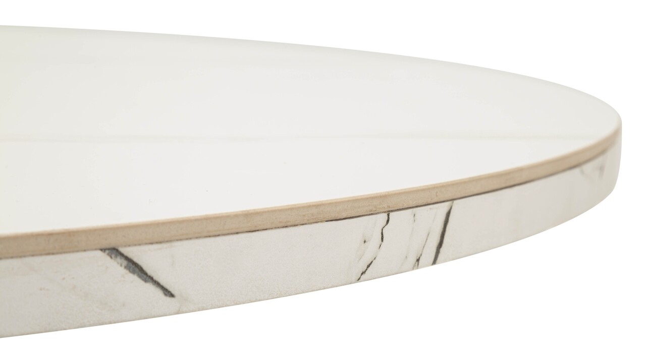 Masa extensibila dining, Mauro Ferretti, Martin, 100-140x75 cm, metal/ceramica, negru/alb - imagine 2