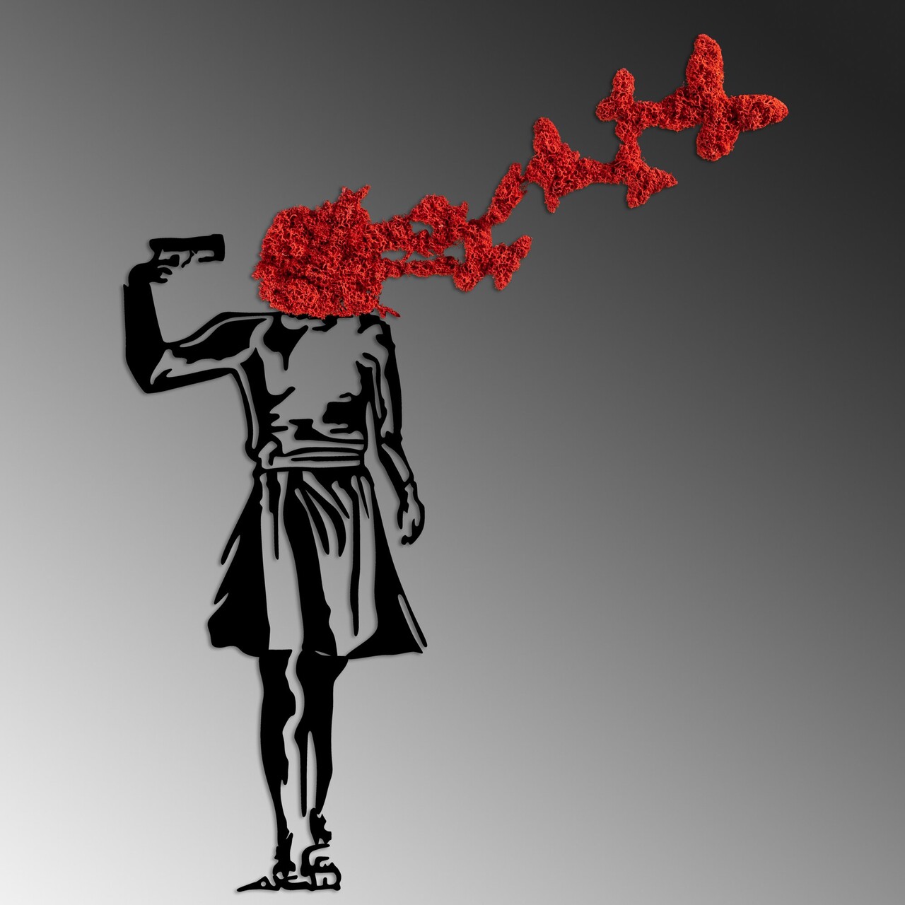 Decoratiune de perete, Banksy, Dimensiune: 66 x 51 cm, Roșu/Negru - view 4