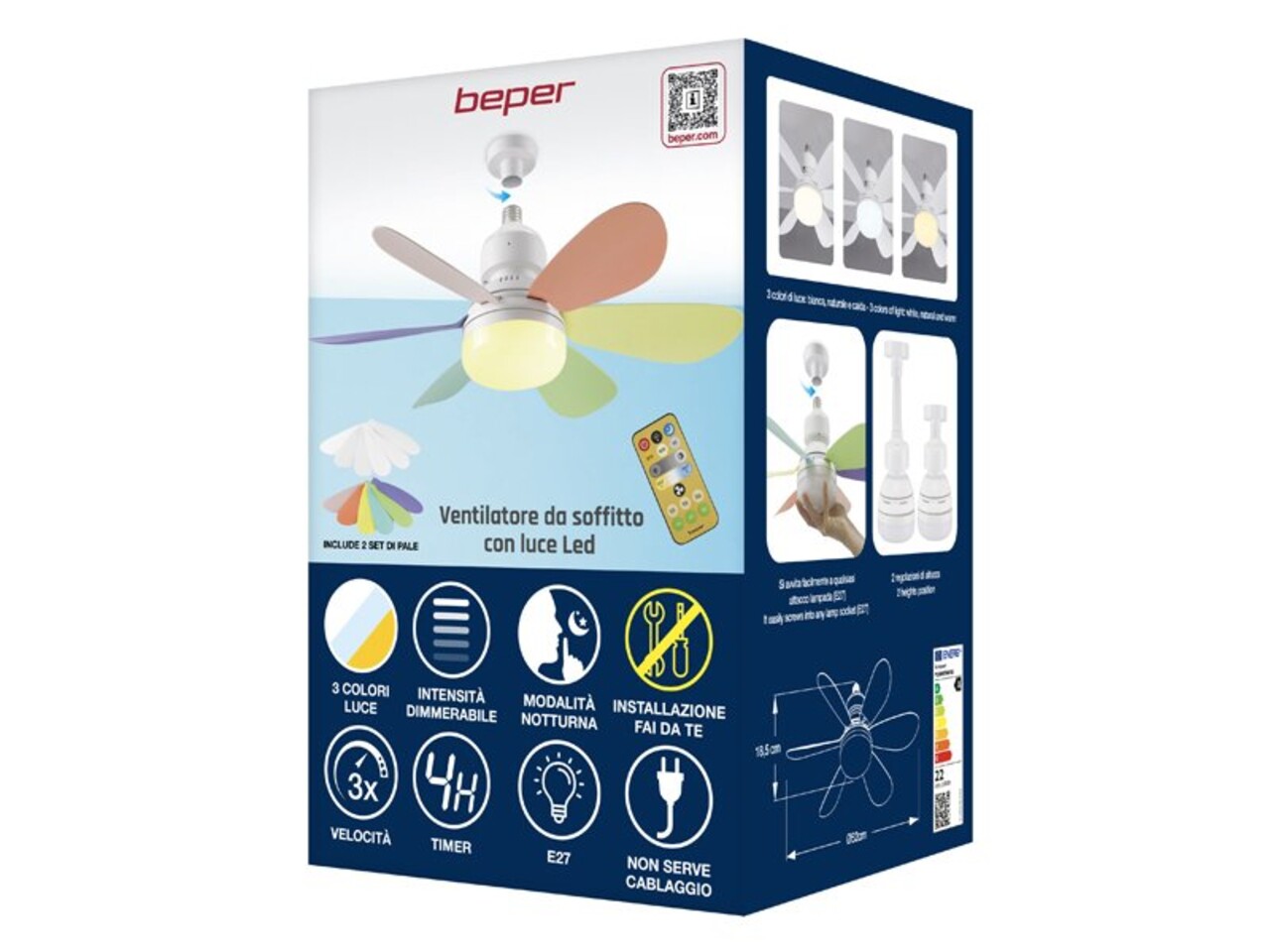 Ventilator de tavan Beper, 52x29 cm, ABS, multicolor