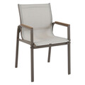 Set 6 scaune si masa Parma, 150x90x75 cm/ 56.5x64x91 cm, otel/textilina, bej/natur