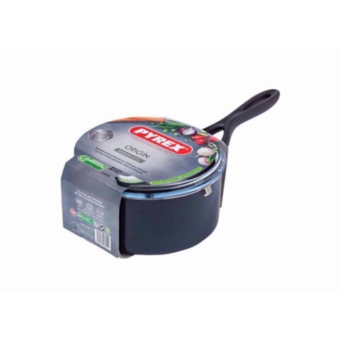 Cratita cu maner si capac, Pyrex, Origin, 20 cm Ø, aluminiu/sticla