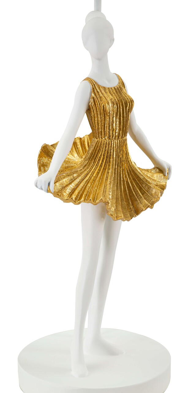 Lampa de masa Dancer, Mauro Ferretti, 1 x E27, 40W, 30x90.5 cm, polirasina/fier, auriu/alb