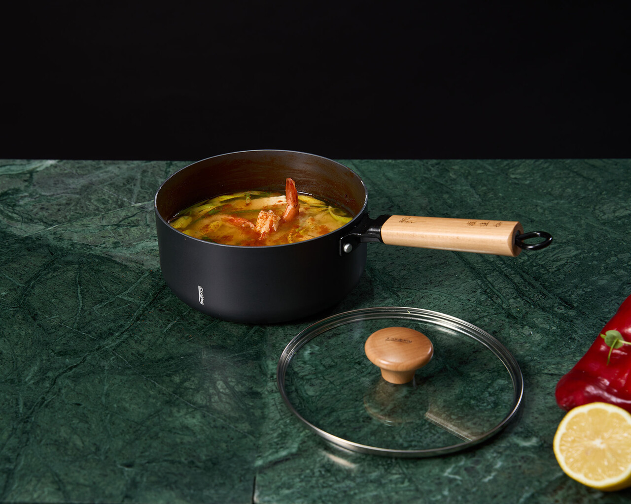 Oala cu capac, Samurai Gourmet by Rikito Watanabe si Cooking by Heinner, 20x9.5 cm, 2.7 L, aluminiu, negru/natur - imagine 10
