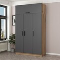 Dulap pentru haine, Minerva, Minar 235, 135x235x52 cm, PAL, Antracit / Dore