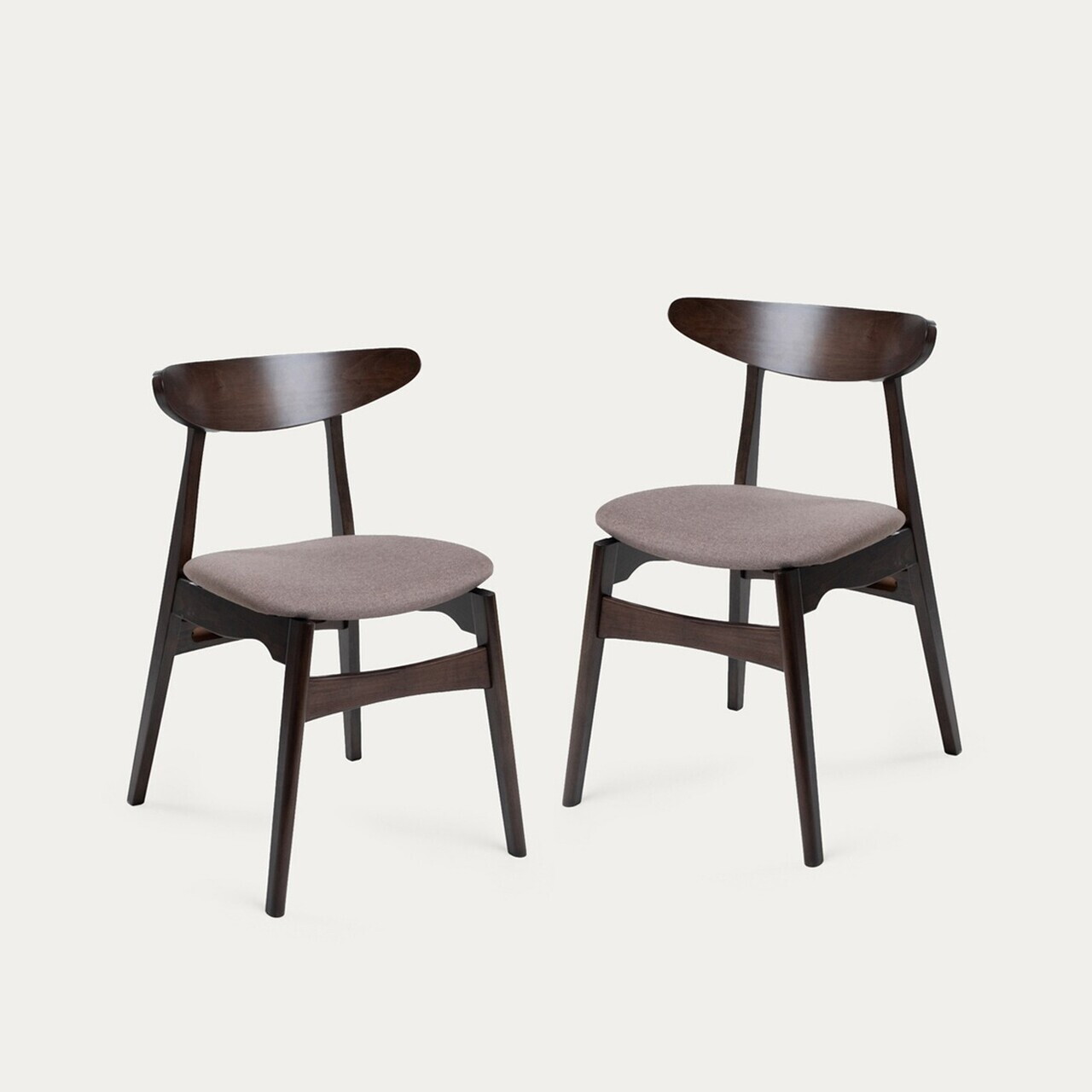 Set 2 scaune Eroso, Homla, 48x55.5x74.8 cm, lemn/poliester, maro inchis/bej — imaginea 2