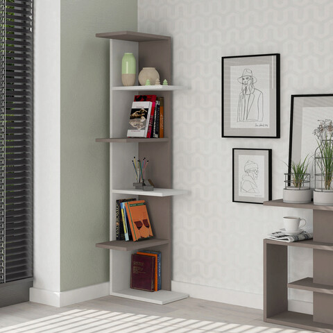 Corp biblioteca, homitis, saso, 37x141x24 cm, alb / mocha deschis