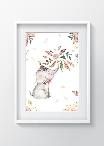 Tablou decorativ flowers, oyo kids, 29x24 cm, lemn/mdf, multicolor