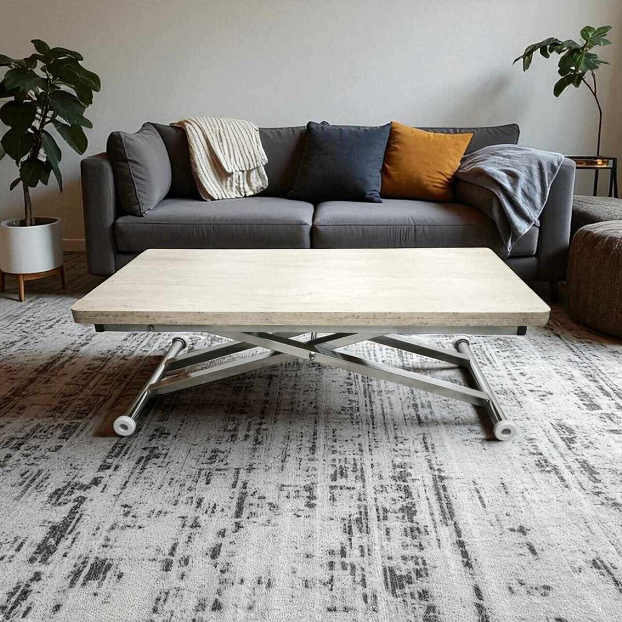 Masuta de cafea, Hanah Home, Home Ext, MDF, Travertin / Crom — imaginea 5
