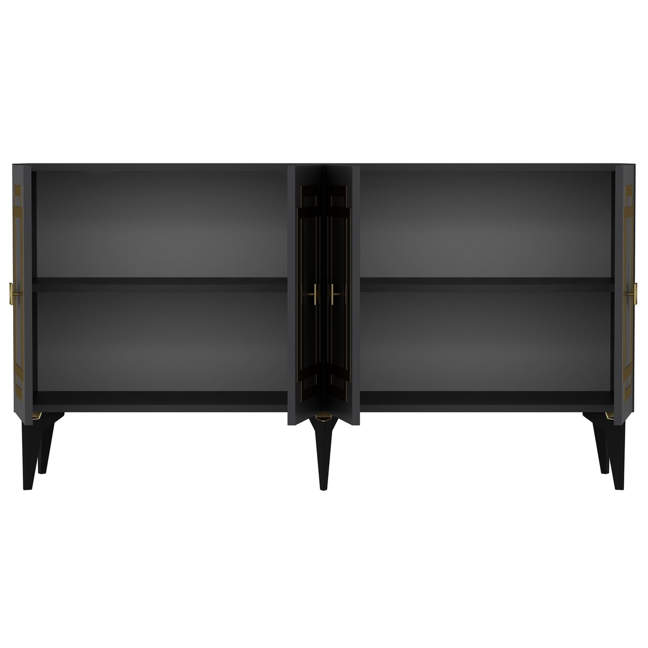 Consola, Hanah Home, Lotus, 150x79x40 cm, PAL , Antracit / Aur - view 5