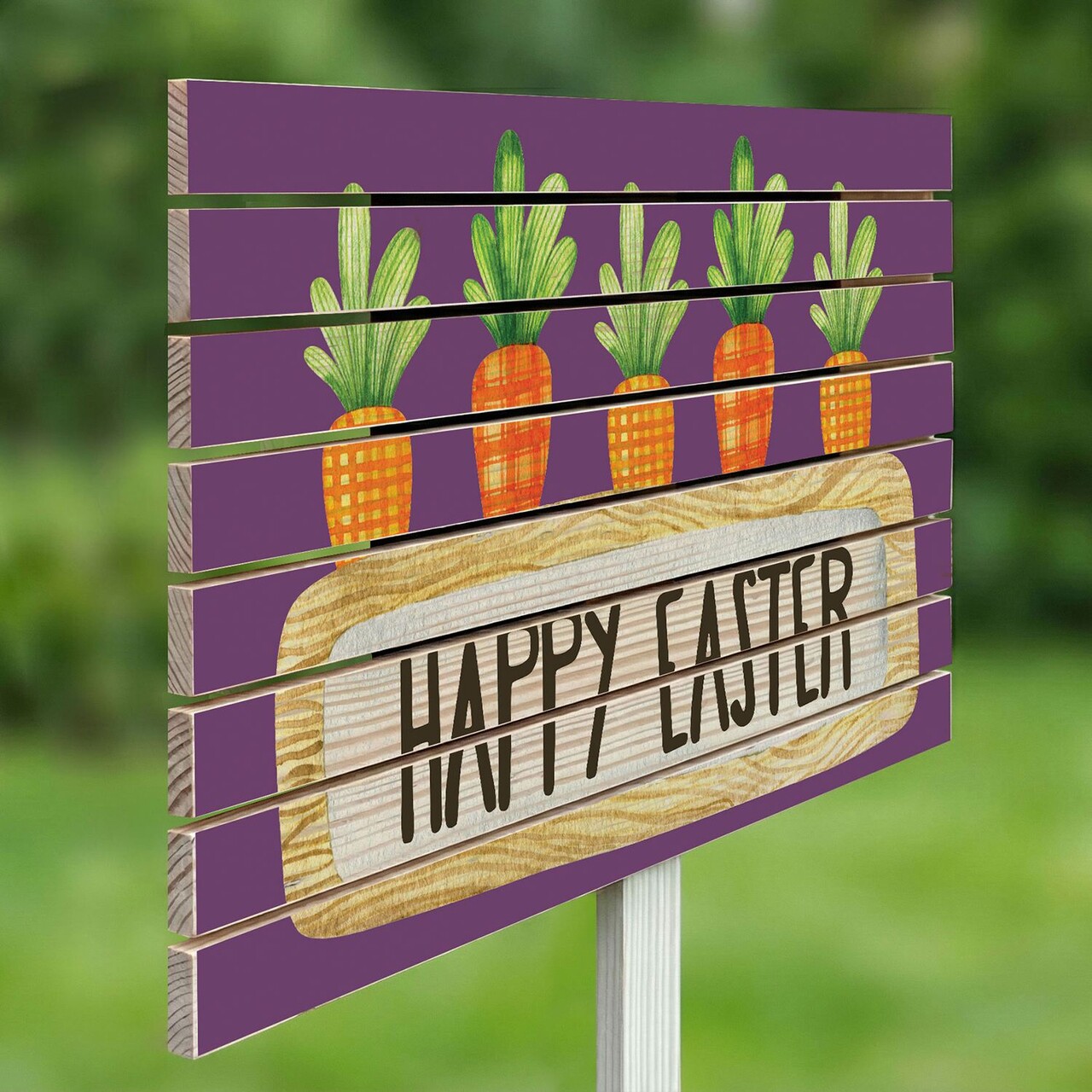 Semn de curte, Happy Easter Carrots, 58x38 cm, Multicolor - imagine 2