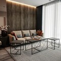 Set masute de cafea, Kalune Design, Defne, PAL, Antracit / Negru