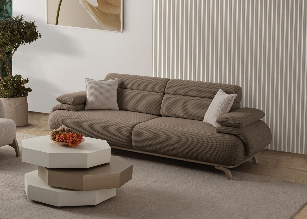 Canapea 3 locuri, Atelier del Sofa, 752EST1143, Lemn de carpen/PAL melaminat, Pământ