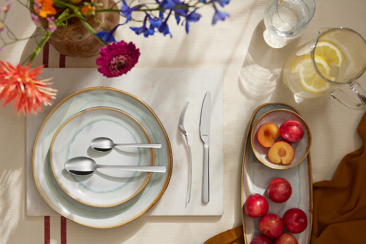 Set tacamuri 24 piese Pontis, Amefa, 6 persoane, inox 18/0, argintiu